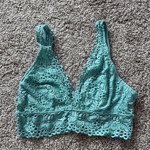 Aerie Blue Lace Bralette Longline Plunge